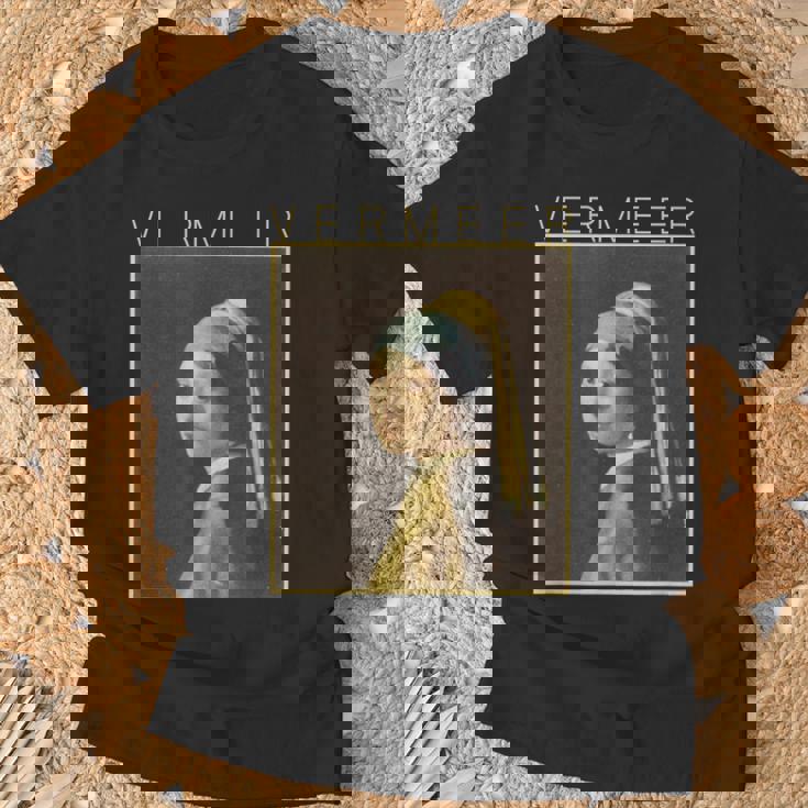 フェルメール 真珠の耳飾りの少女 面白いtシャツ 絵画 アート メンズ 面白い 服 美術 グッズ 油彩画 Tシャツ 高齢者への贈り物