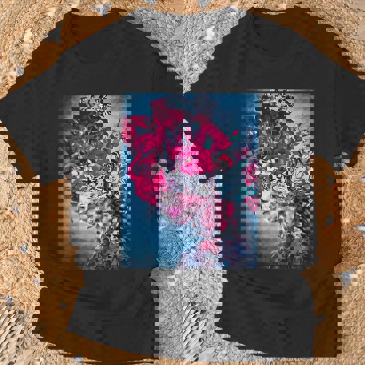 フラワー スカル フローラル シュガー ダーク アート グランジ エステティック ホラー Tシャツ 高齢者への贈り物