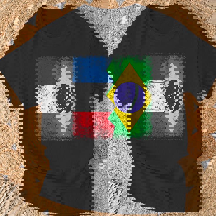 フランス ブラジルの旗 Tシャツ 高齢者への贈り物