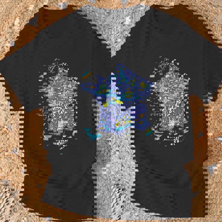 フランス 地図 ヨーロッパ パリ ツアー エッフェル フランス バケーション お土産 Tシャツ 高齢者への贈り物