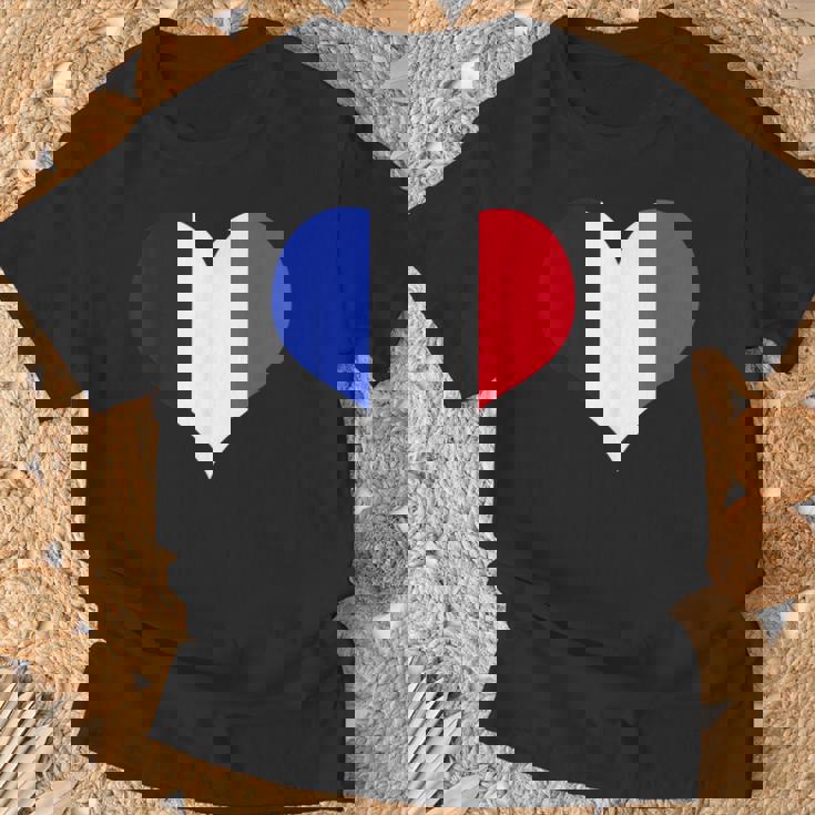 フランス国旗ラブハートフランス国旗 Tシャツ 高齢者への贈り物