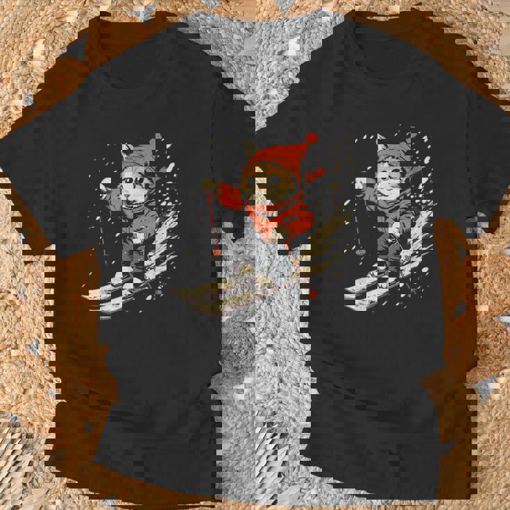 フリースタイルスキーヤー猫 フリースタイルスキー Tシャツ 高齢者への贈り物