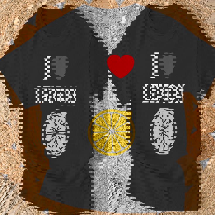 フルーツ レモン 面白いユーモア かわいい シンプル 小さなレモン I Love Lemon Tシャツ 高齢者への贈り物