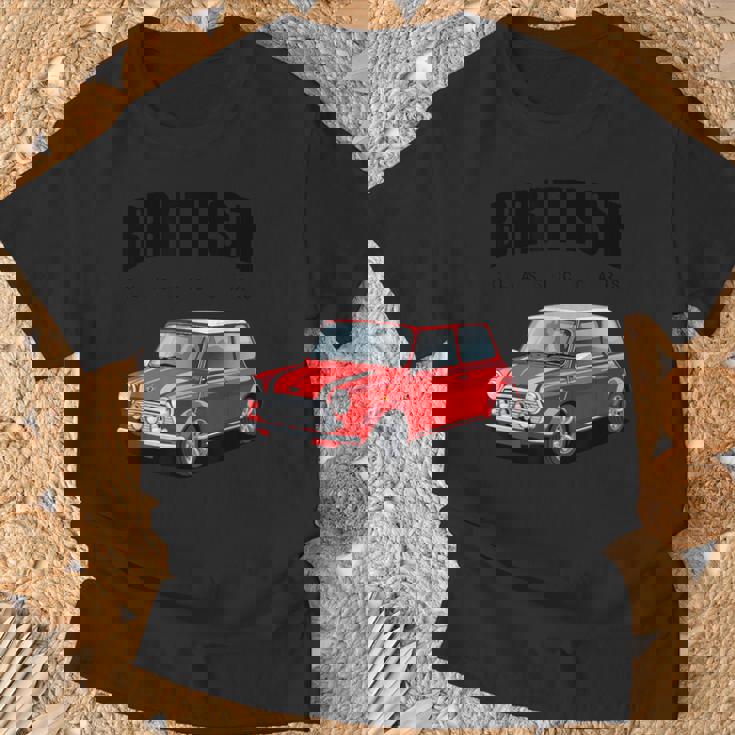 ブリティッシュクラシックカー レッド ミニスポーツカー Tシャツ 高齢者への贈り物
