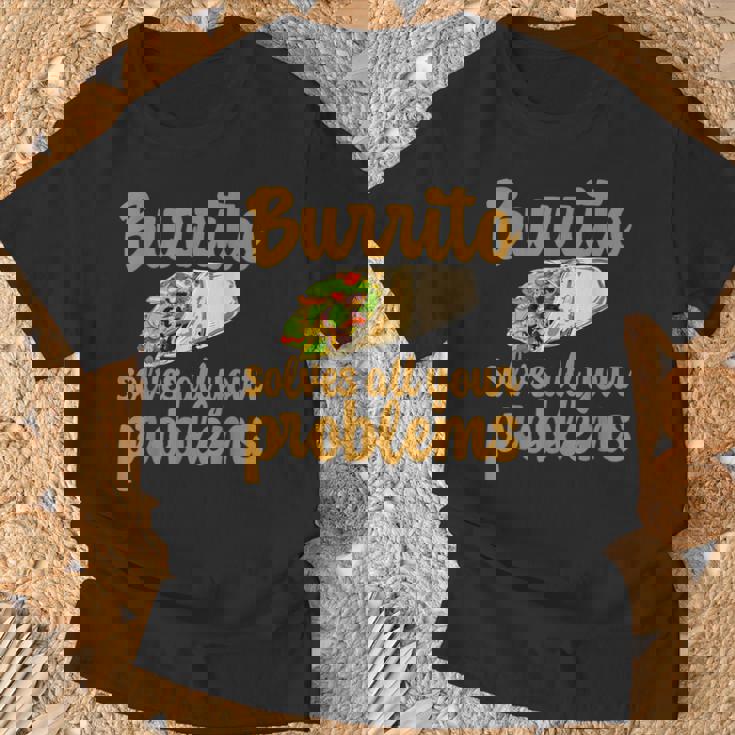 ブリトーはあなたの問題をすべて解決します Burritoolves All Your Problems Tシャツ 高齢者への贈り物