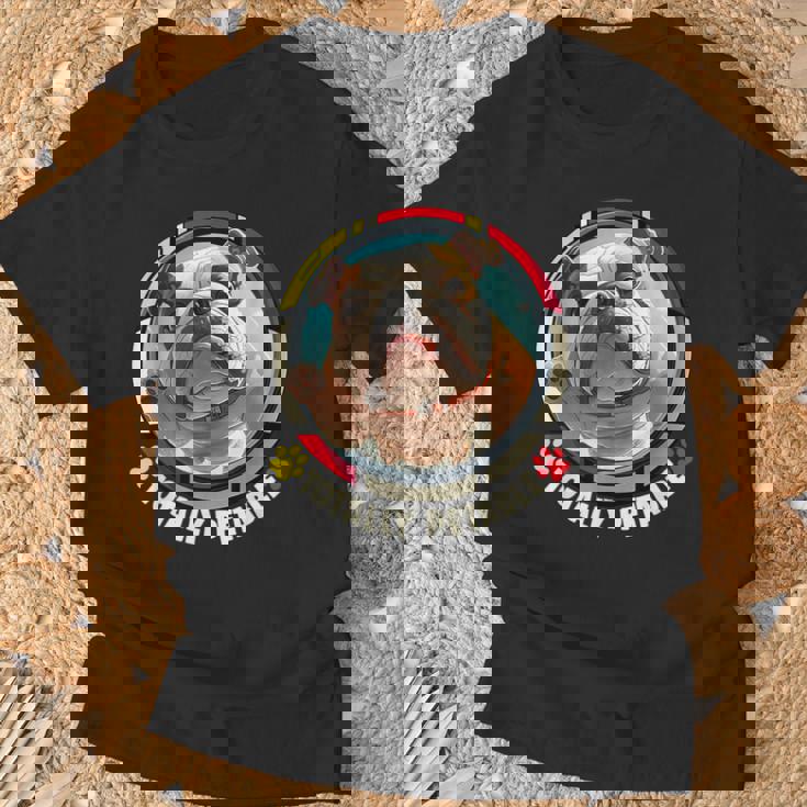 ブルドッグの飼い主 漫画で見る愛玩用ブルドッグ Tシャツ 高齢者への贈り物