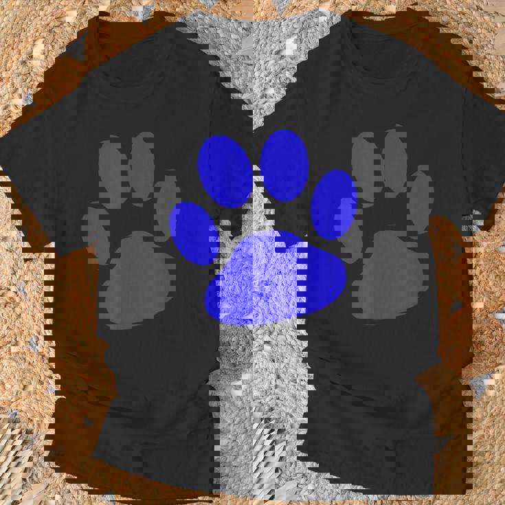 ブルー 肉球 プリントシャツ Tシャツ 高齢者への贈り物