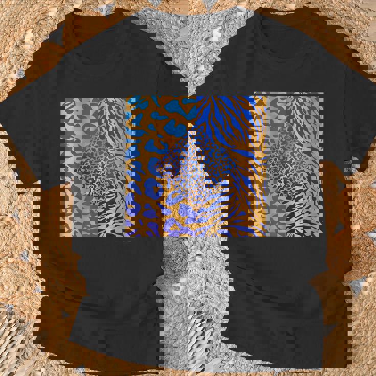 ブルースの直径のジャングルプリントゴールド。シマウマ、パンサー、チーター Tシャツ 高齢者への贈り物