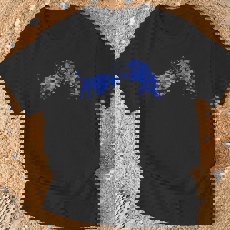 ブル対ベア株式市場投資家トレーダー Tシャツ 高齢者への贈り物