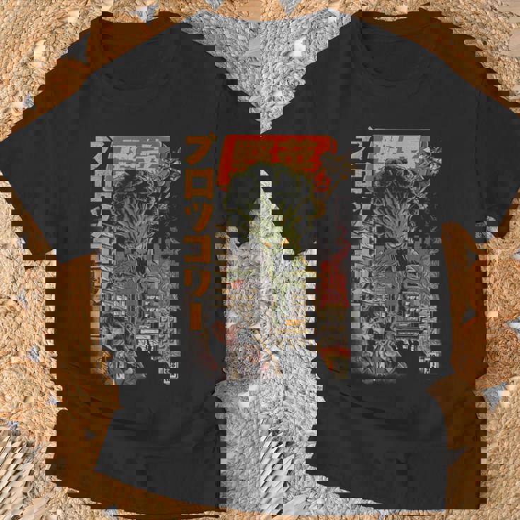 ブロッコジラ ブラックバージョン ブロッコリー Tシャツ 高齢者への贈り物