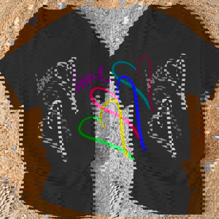 プレッピー パステル キドコア ハート レインボー ラブ バレンタイン Tシャツ 高齢者への贈り物