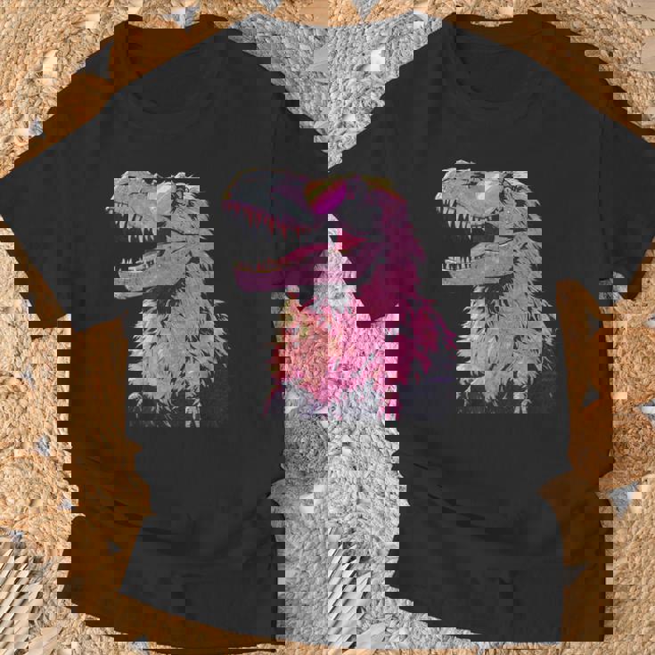 ヘアリー T-Rex パステルゴス ティラノサウルス 恐竜 サングラス Tシャツ 高齢者への贈り物