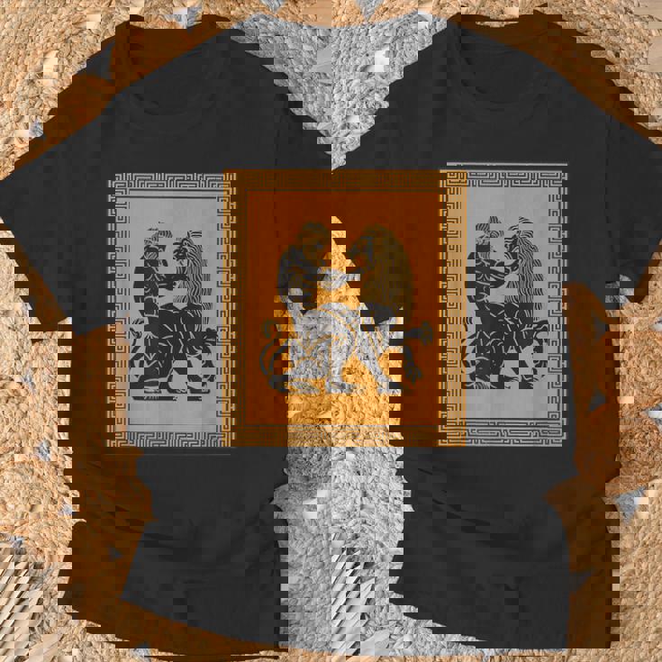 ヘラクレスライオン ギリシャ神話 古代神話 歴史アート Tシャツ 高齢者への贈り物