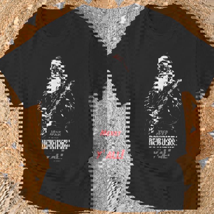 ヘヴィメタルのクリスマス、ギターを弾くサンタ Tシャツ 高齢者への贈り物