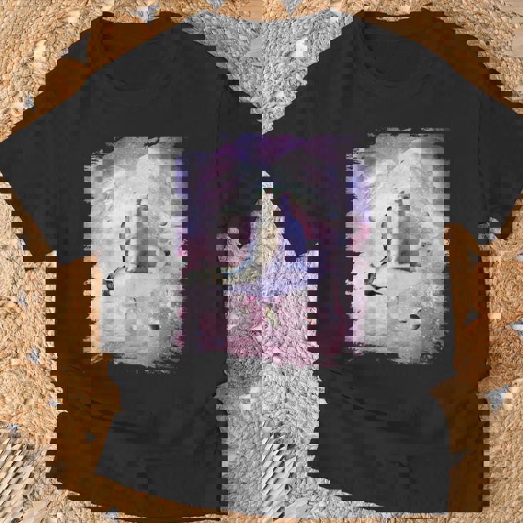 ペンギンに乗る宇宙猫 Tシャツ 高齢者への贈り物