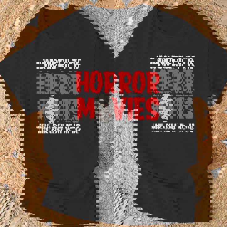 ホラー映画「I Wonder If Horror Movies Think About Me Too 」ホラームービー Tシャツ 高齢者への贈り物