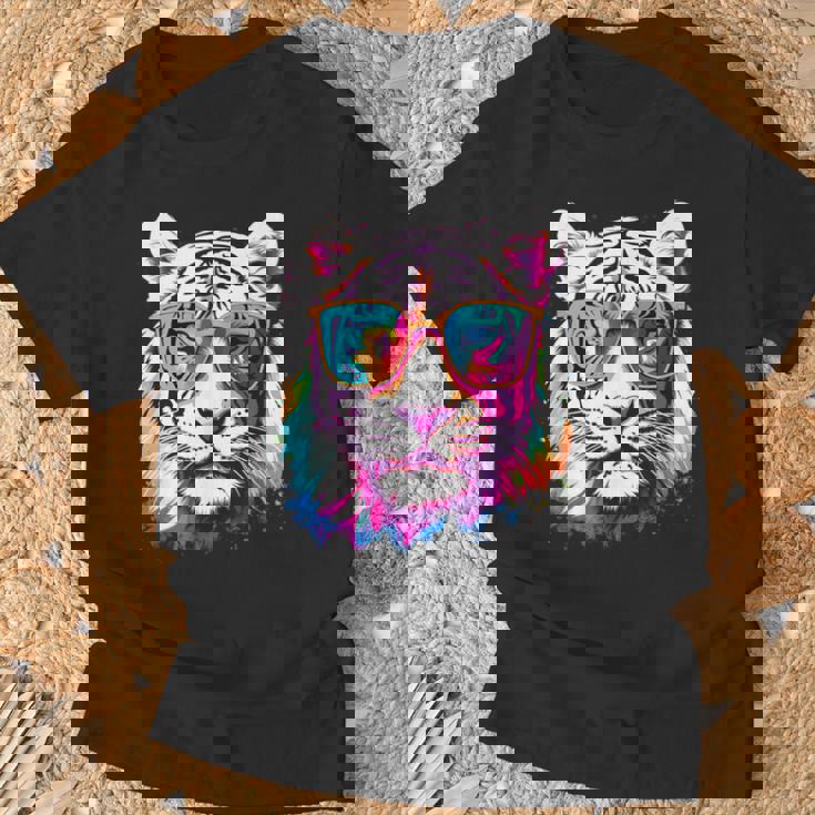 ホワイトタイガー サングラス カラフル アート 動物 虎 Tシャツ 高齢者への贈り物
