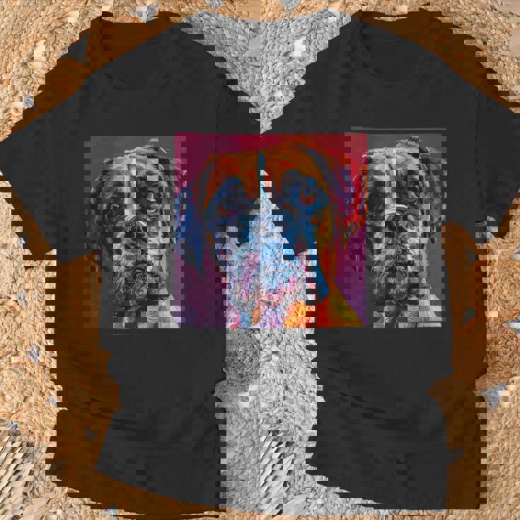 ボクサー 犬 カラフル イラスト グラフィック Tシャツ 高齢者への贈り物