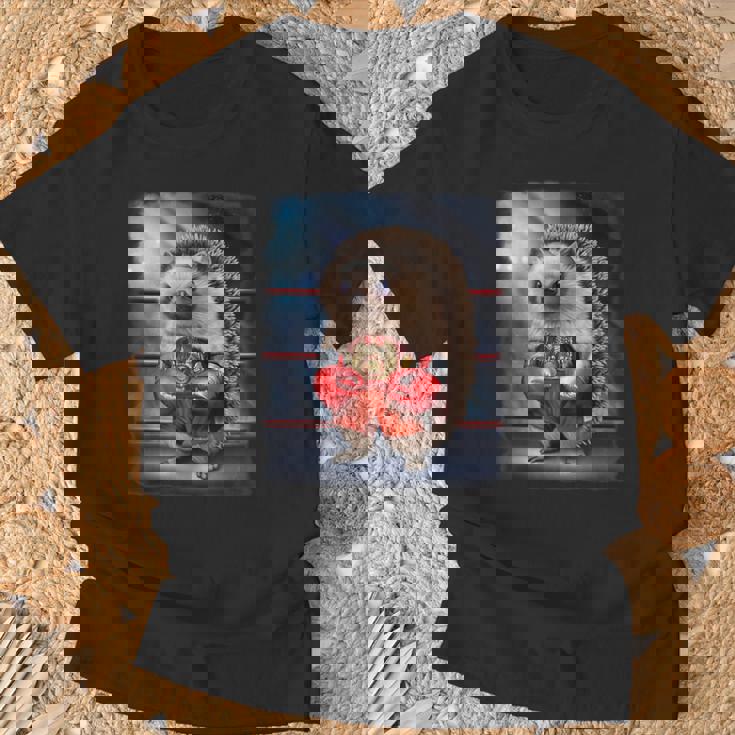 ボクシングチャンピオン ハリネズミファイター Tシャツ 高齢者への贈り物