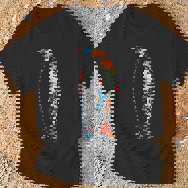 ボタニカルフラワーのシルエット 花柄 ペンギン Tシャツ 高齢者への贈り物