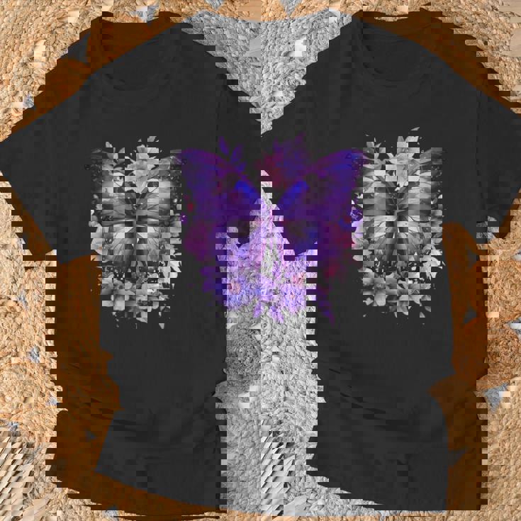 ボヘミアン パープルバタフライ レトロ 魔女の蛾 ヴィンテージ ラベンダー Tシャツ 高齢者への贈り物