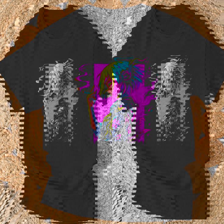 ボヘミアン・ガール、スモーキング・ガールのサイバーパンク・イラストレーション Tシャツ 高齢者への贈り物