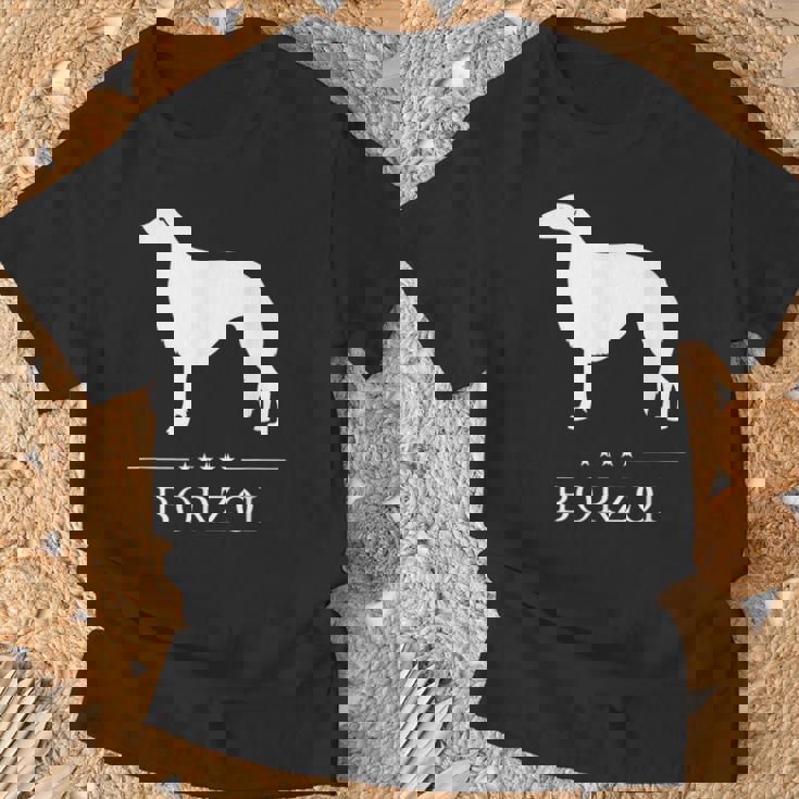 ボルゾイ犬の白いシルエット Tシャツ 高齢者への贈り物