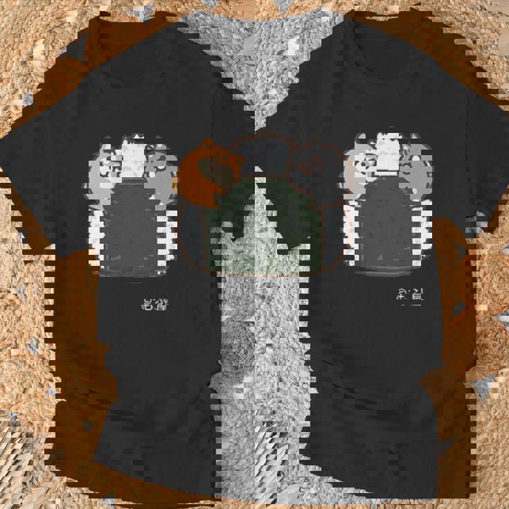 ボンレス犬とボンレス猫 おにぎり ダークカラー Tシャツ 高齢者への贈り物