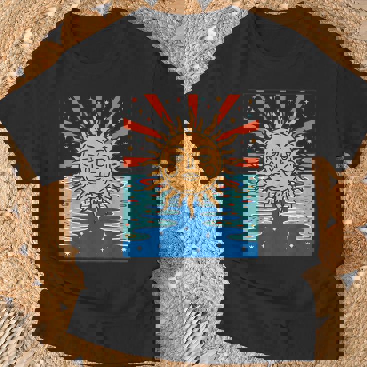 ボーホー 太陽と月 天体 三日月 フェイズ Tシャツ 高齢者への贈り物