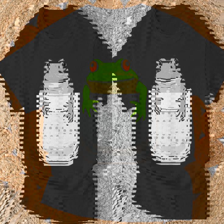 ポケットに入ったカエルのシャツ 面白いカエルのtシャツ カエルの恋人 Tシャツ 高齢者への贈り物