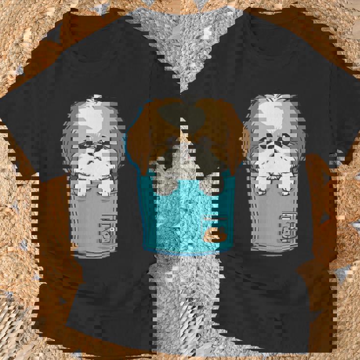 ポケット犬好きにはたまらないシーズー犬 Tシャツ 高齢者への贈り物