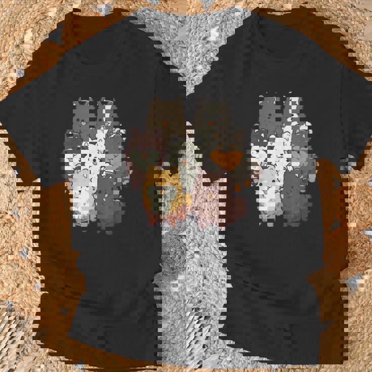 ポメラニアン ドッグ グループ かわいい ペット ブラック ホワイト チョコレート ポンポン Tシャツ 高齢者への贈り物