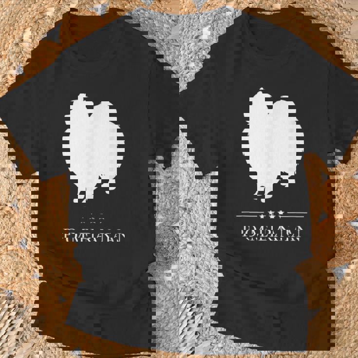 ポメラニアン 犬 ホワイト シルエット Tシャツ 高齢者への贈り物