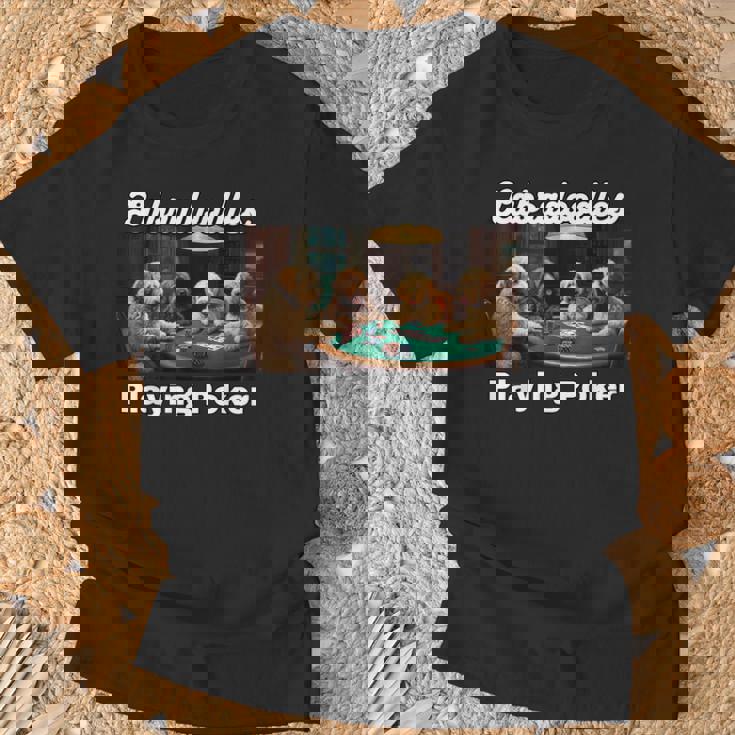 ポーカーをする犬 ラブラドゥードル オーストラリアの犬 ラブラドゥードル Tシャツ 高齢者への贈り物