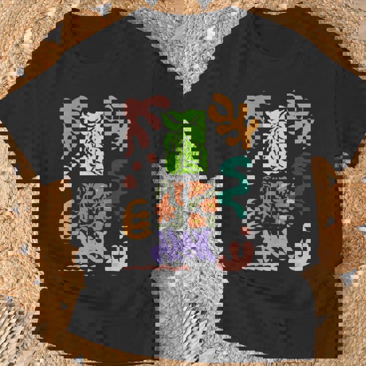 マティス風絵画 ボタニカル 花柄 抽象模様 Tシャツ 高齢者への贈り物