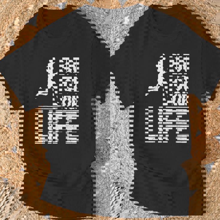 マラソンランナー Run For Your Life ランニング Tシャツ 高齢者への贈り物