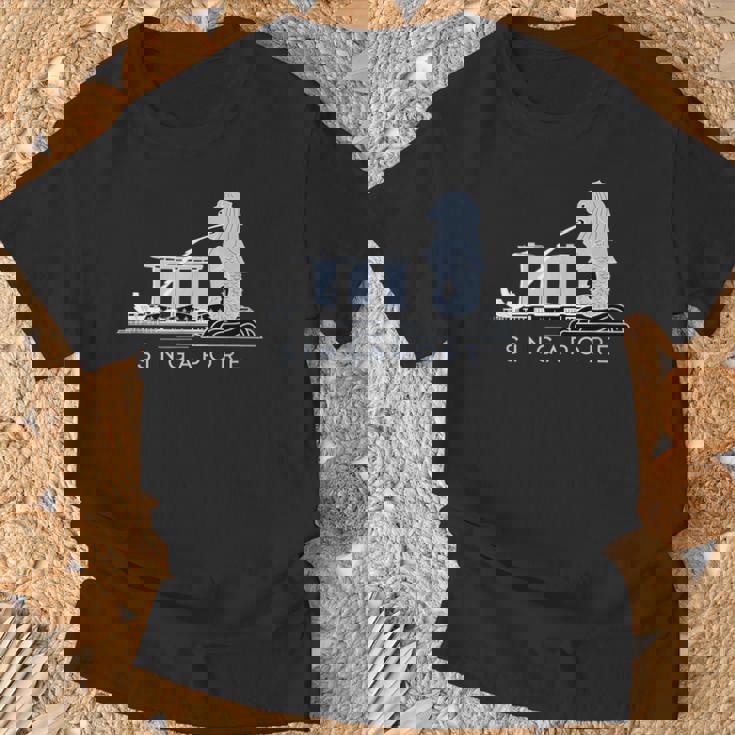 マリーナベイサンズ、マーライオンのスカイラインデザイン、象徴的なシンガポール Tシャツ 高齢者への贈り物