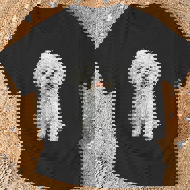マルチーズ 犬 グラフィック ペット イラスト マルチーズ Tシャツ 高齢者への贈り物