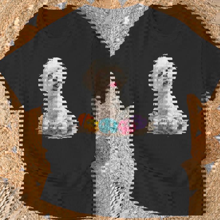 マルチーズ 犬 犬種 ハッピーイースター メンズ レディース キッズ Tシャツ 高齢者への贈り物