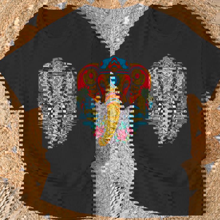 マンダラ タイ 象 恋人 タイ バックパッカー Tシャツ 高齢者への贈り物