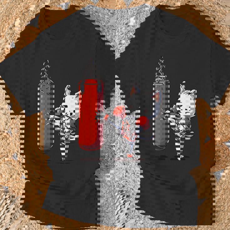 ムエタイ猫、キックボクシング Tシャツ 高齢者への贈り物