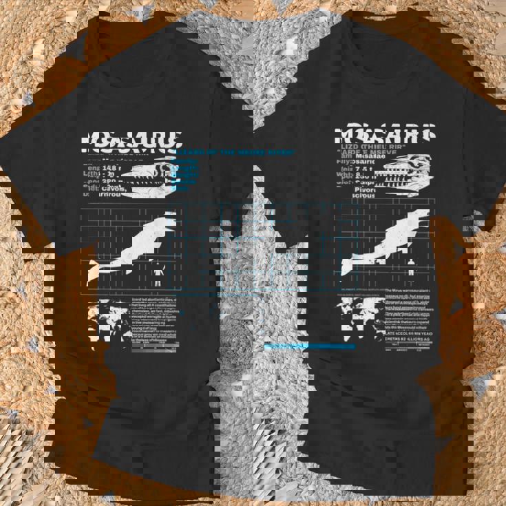 モササウルスファクトシート恐竜科学ファクトシート Tシャツ 高齢者への贈り物