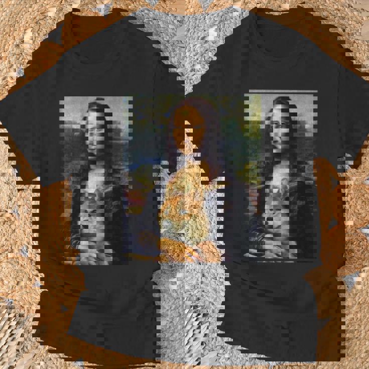 モナリサダヴィンチ プリントシャツ 柴犬とモナリサ Tシャツ 高齢者への贈り物