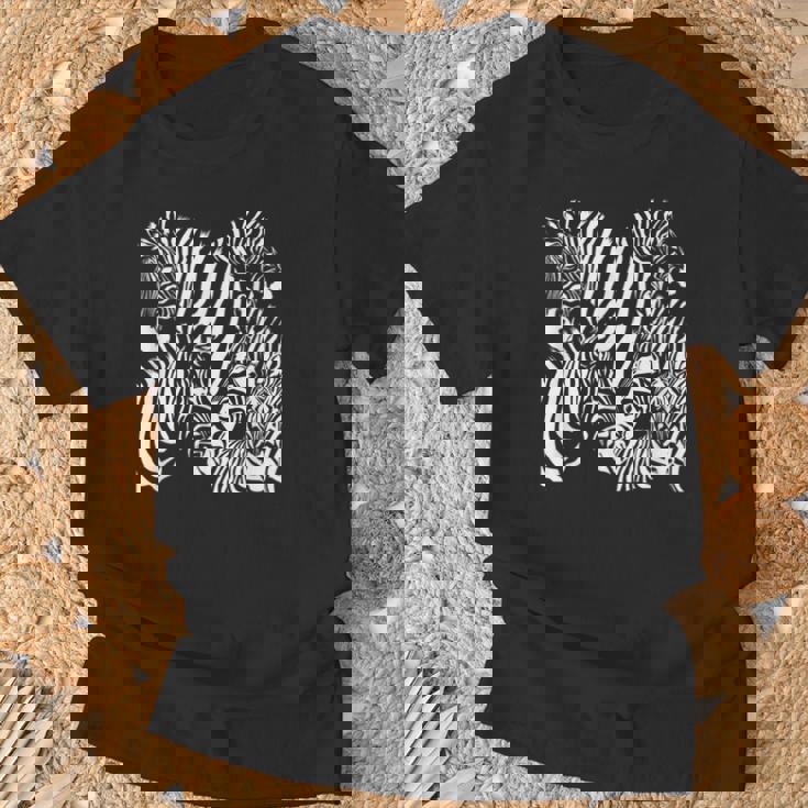 モノクロゼブラ柄アフリカサファリ動物野生生物 Tシャツ 高齢者への贈り物