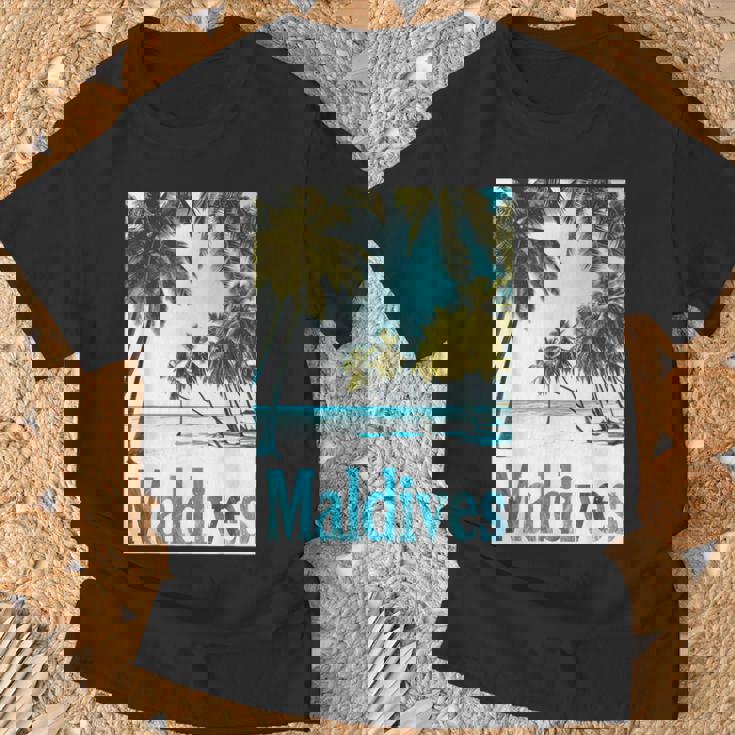 モルディブ島 ビーチ 熱帯風景 旅行 お土産 Tシャツ 高齢者への贈り物