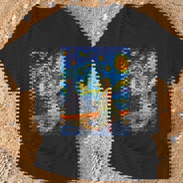 ユニコーン恋人のためのユニコーン恋人のスターリーナイトヴァンゴッホ Tシャツ 高齢者への贈り物