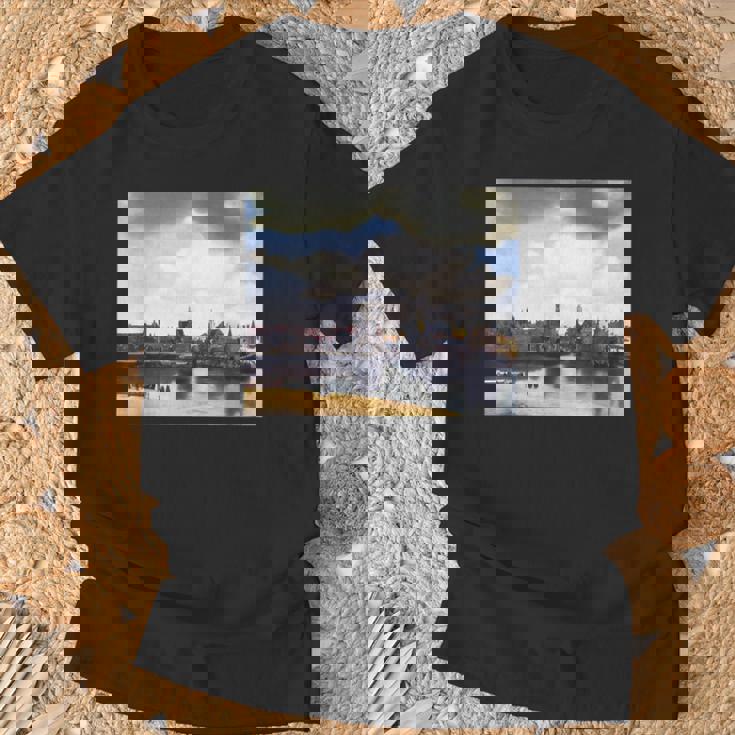 ヨハネス・フェルメールによるデルフトの眺めゲジヒト・オプ・デルフト 1661 Tシャツ 高齢者への贈り物