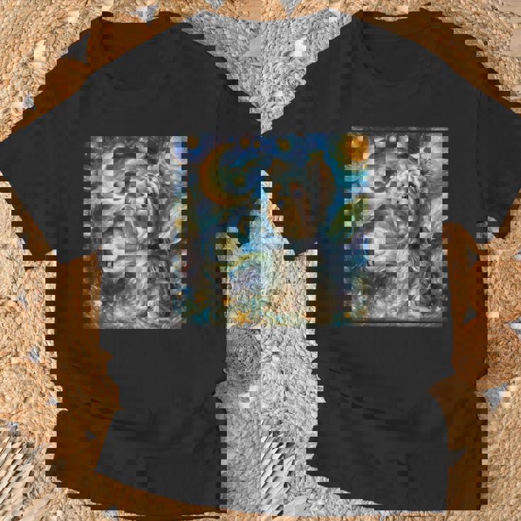ヨークシャーテリア 星月夜シャツ ヴィンセント・ヴァン・ゴッホ ヨーキー Tシャツ 高齢者への贈り物