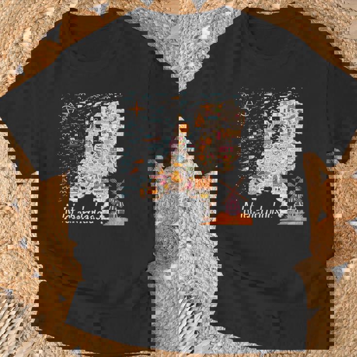 ヨーロッパ オランダ 地図 オランダ アムステルダム バケーション お土産 Tシャツ 高齢者への贈り物