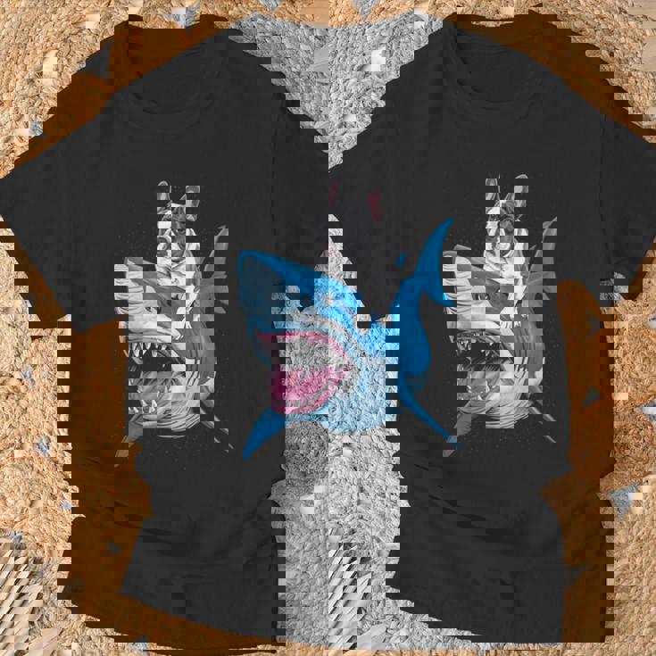 ライディング シャーク フレンチブルドッグ 長袖tシャツ Tシャツ 高齢者への贈り物